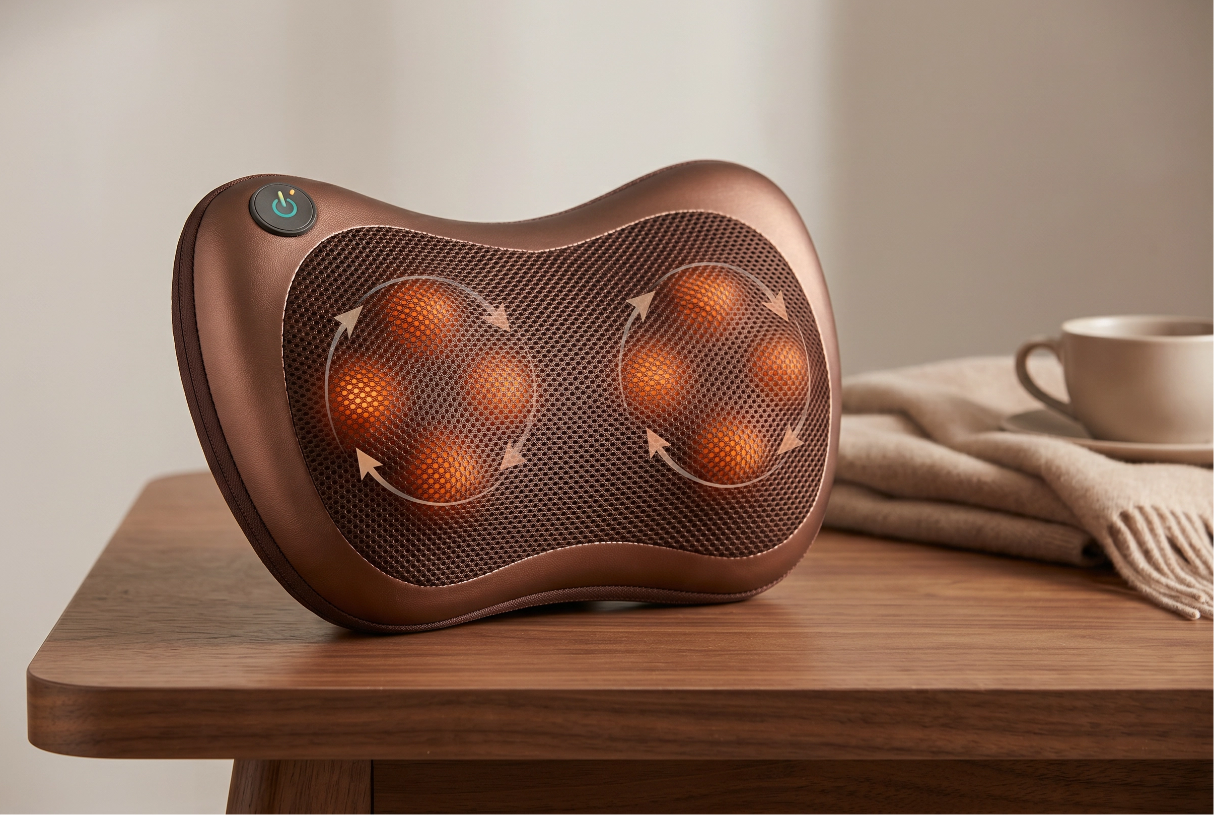 Electronic shiatsu massage pillow with heat for back and neck