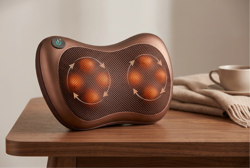 Electronic shiatsu massage pillow with heat for back and neck